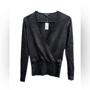 Ann Taylor Black Shimmer Wrap Sweater - Large - Brand New
